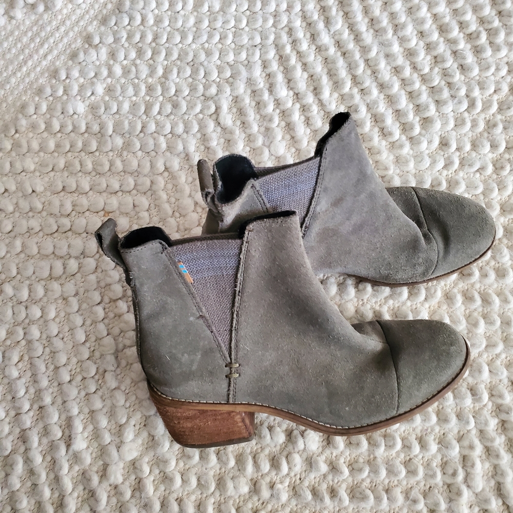 Toms Charcoal Suede Ankle Booties